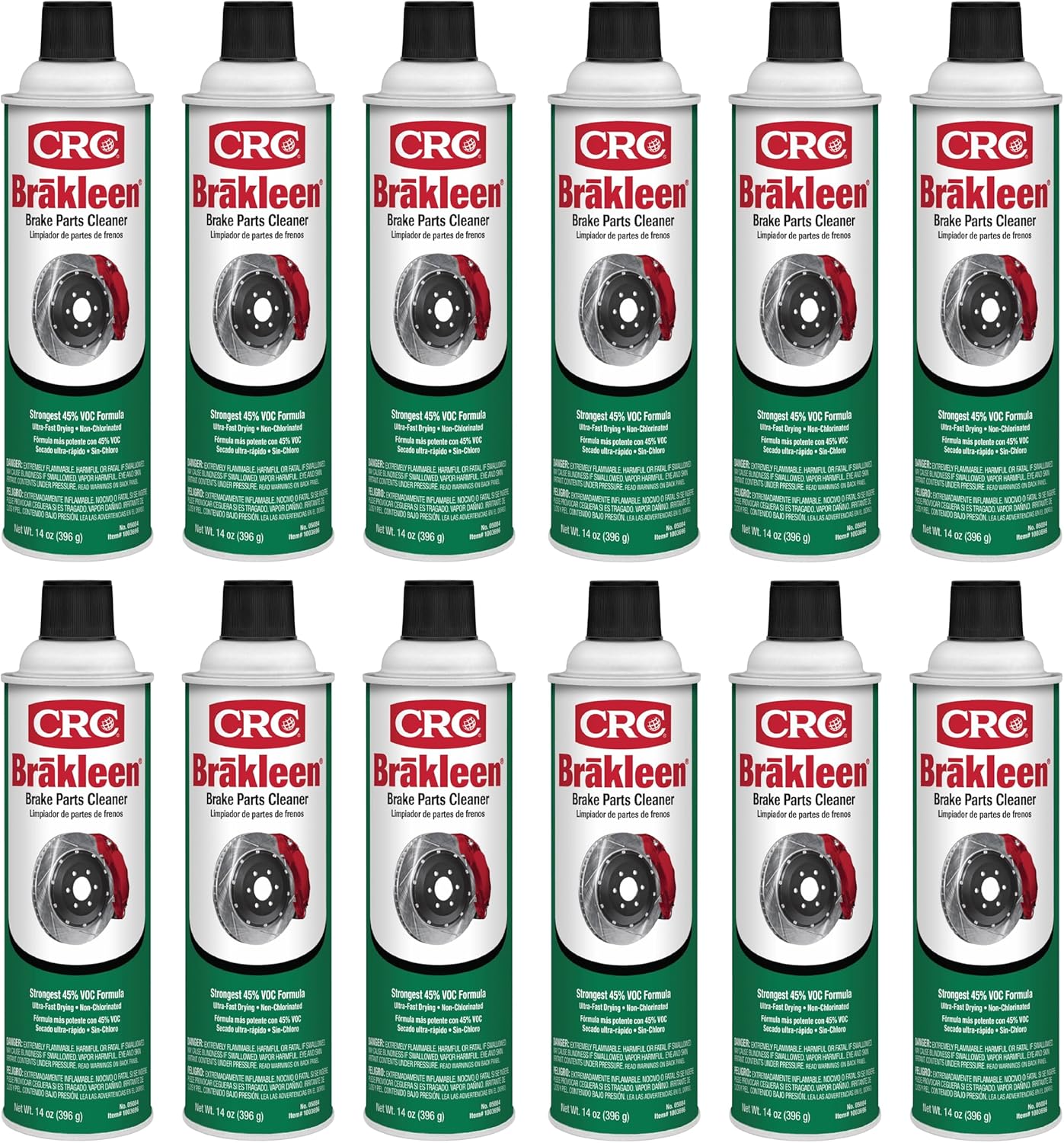 CRC Brakleen Non-Chlorinated Brake Parts Cleaner – 14 oz. (12-Pack) | Low-VOC Formula for Brake System Cleaning