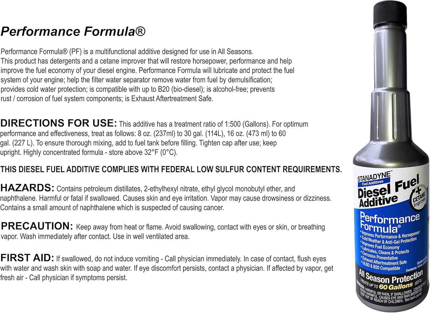 Stanadyne Performance Formula Diesel Fuel Additive - 16 Oz. Case of 12
