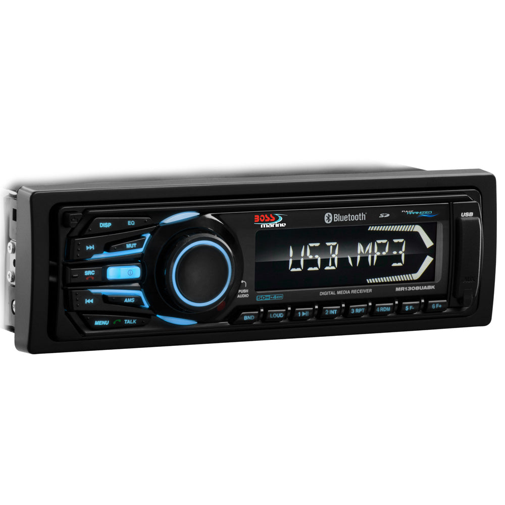 Boss Audio MR1308UABK Bluetooth - Fully Marinized MP3-Compatible Digital Media Receiver w/USB & SD Memory Card Ports & Aux Input