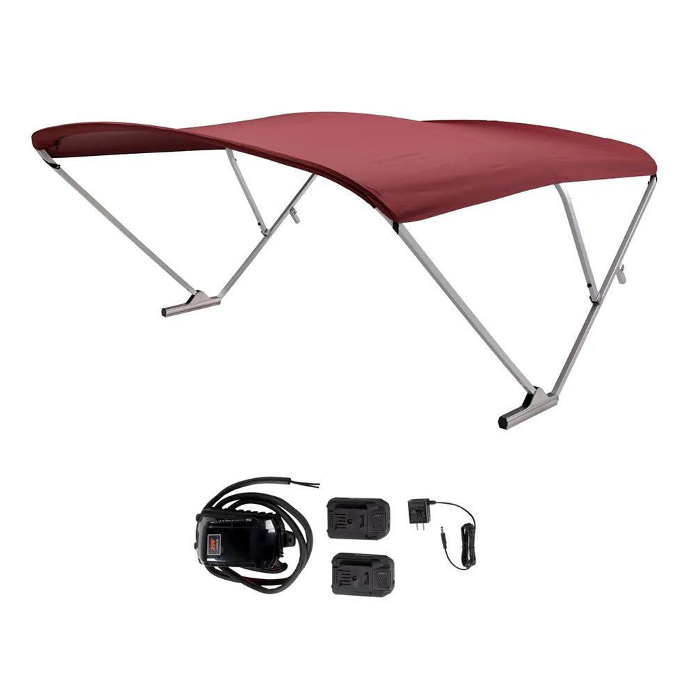 SureShade Battery Powered Bimini - 2021133090 Clear Anodized Frame & Burgundy Fabric