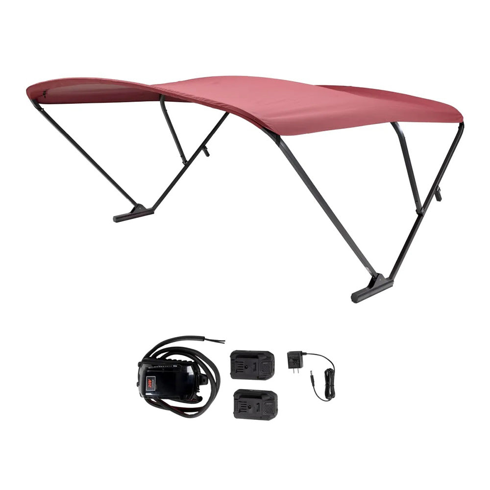 SureShade Battery Powered Bimini - Black Anodized Frame & Burgundy Fabric (Part Number: 2021133091)