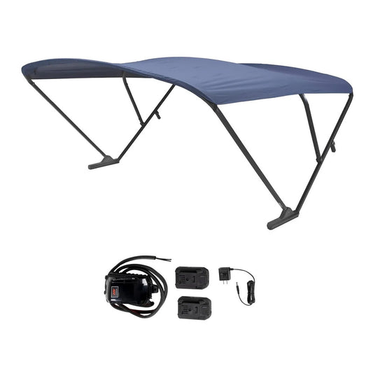 SureShade 2021133095 Battery Powered Bimini - Black Anodized Frame & Navy Fabric