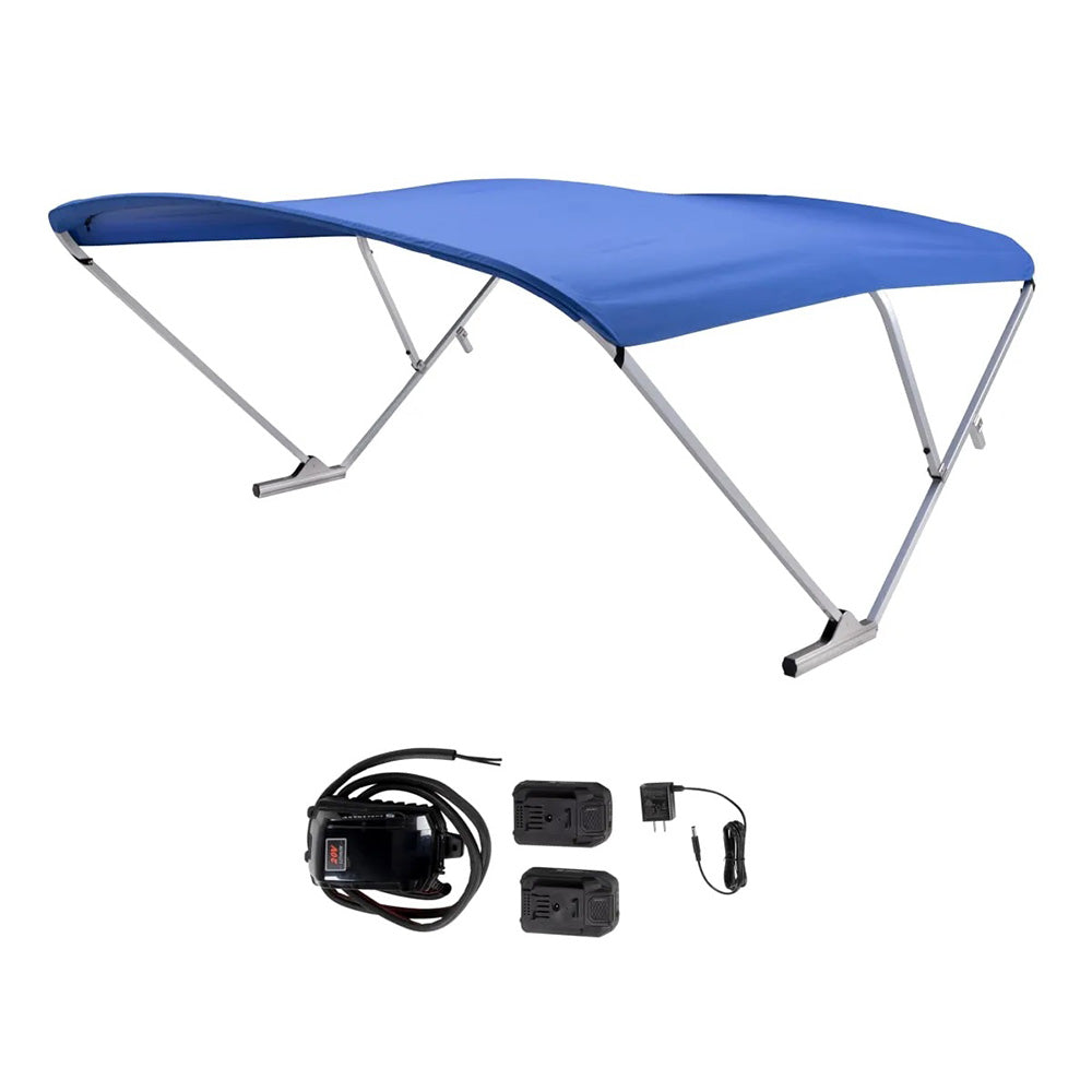 SureShade Battery Powered Bimini - Clear Anodized Frame & Pacific Blue Fabric - Part #2021133096