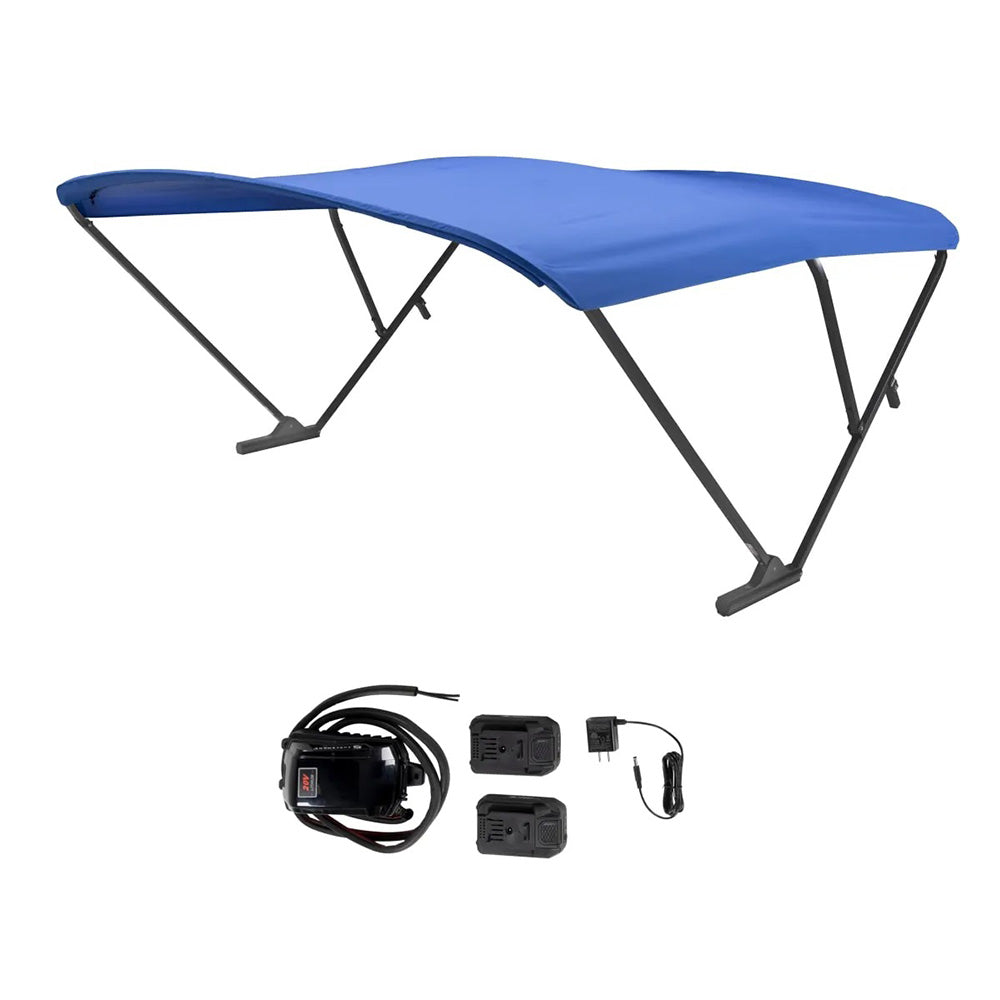 SureShade Battery Powered Bimini 2021133097 - Black Anodized Frame & Pacific Blue Fabric