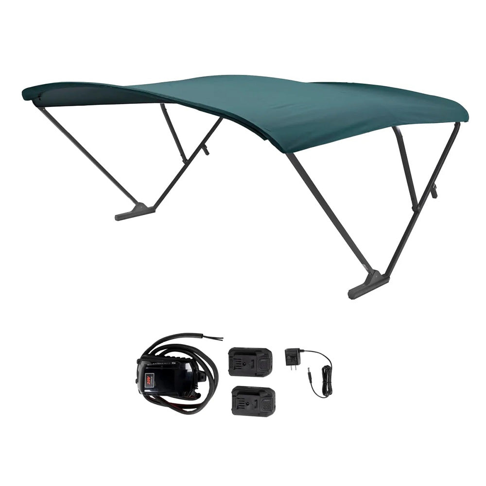SureShade 2021133099 Battery Powered Bimini - Black Anodized Frame & Green Fabric