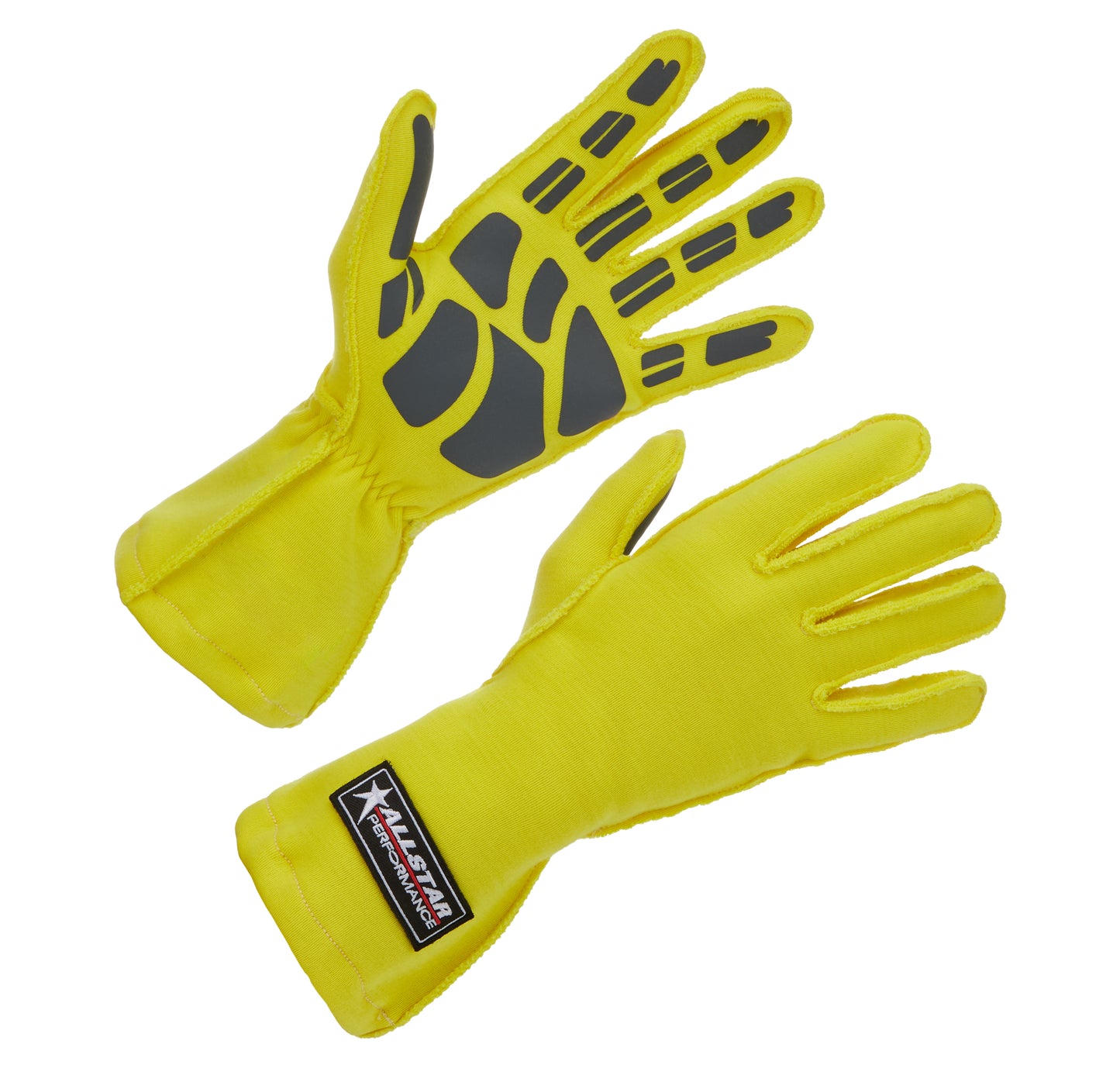 ALLSTAR PERFORMANCE Driving Gloves Non-SFI Outseam XL Yellow (Part No. ALL913095)