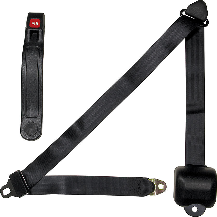 ALLSTAR PERFORMANCE Retractable 3-Point Seat Belt (Part Number: ALL98115) - Black