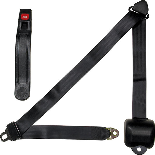 ALLSTAR PERFORMANCE Retractable 3-Point Seat Belt (Part Number: ALL98115) - Black