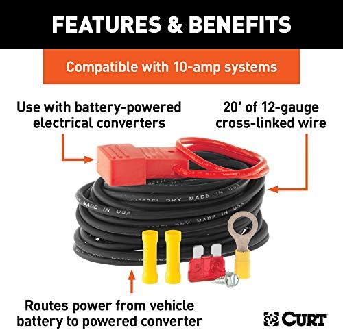 Curt Manufacturing PO Wered 3 to 2 Wire Taillight Converter with Wiring Kit #55151 for Vehicle Lighting