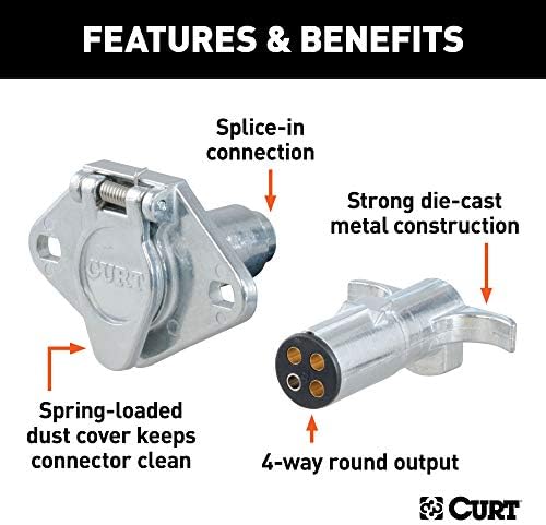 Curt Manufacturing I6/I7 4-Pole Die Cast Connector for Car and Trailer Ends (Part #58671)