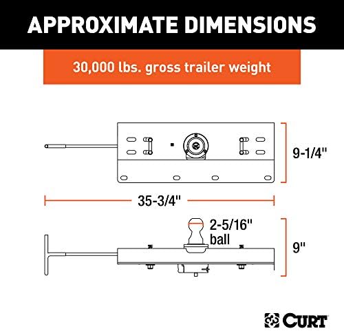 Curt Manufacturing 60615 Removable Ball Gooseneck Hitch for Heavy-Duty Towing
