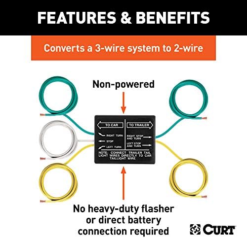 Curt Manufacturing 58240 Tail Light Converter 3 to 2 Wire