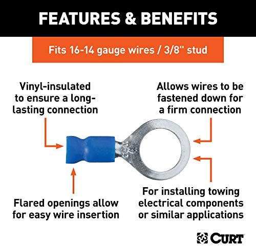 Curt Manufacturing 59523 3/8 Inch Ring Terminal, Pack of 100