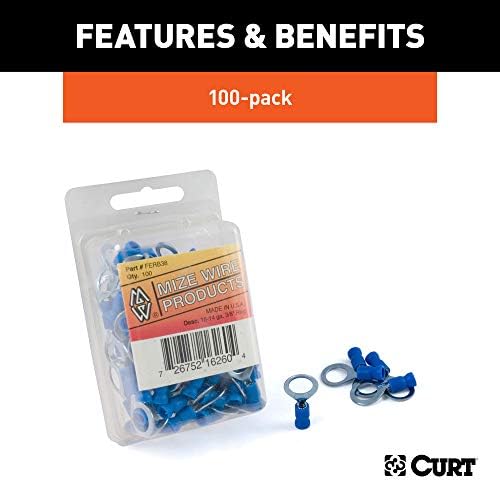 Curt Manufacturing 59523 3/8 Inch Ring Terminal, Pack of 100