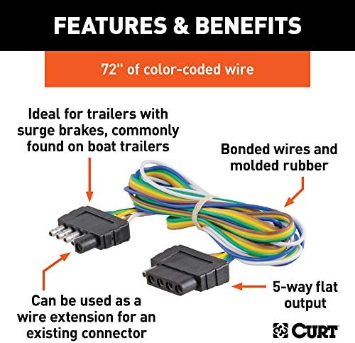Curt Manufacturing 58551 5 Flat Loop Trailer Wiring Connector, 72-Inch Length