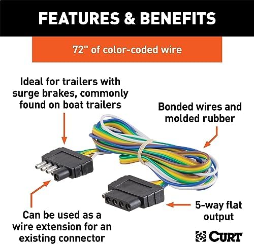 Curt Manufacturing 58551 5 Flat Loop Trailer Wiring Connector, 72-Inch Length
