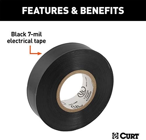 Curt Manufacturing 59740 3/4 Inch x 60 Feet Electrical Tape - 10 Pack
