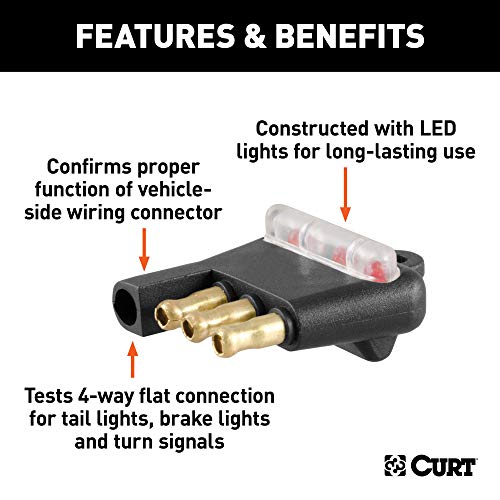 Curt Manufacturing LED 4 Flat Tester Model 58260 for Reliable Trailer Wiring Checks