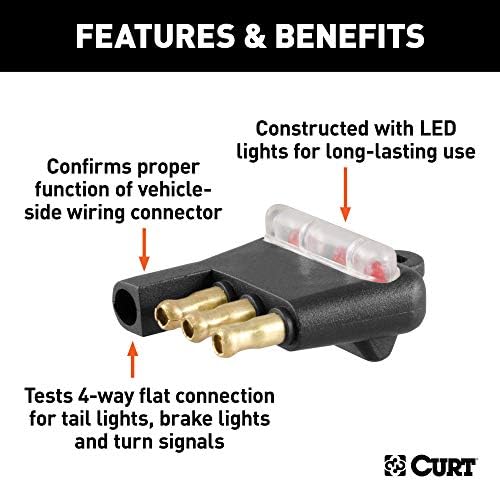 Curt Manufacturing LED 4 Flat Tester - Reliable Vehicle Wiring Test Tool 58261