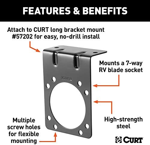 Curt Manufacturing Black Zinc Connector Bracket for 7-Way RV Blade Socket - Part 58291