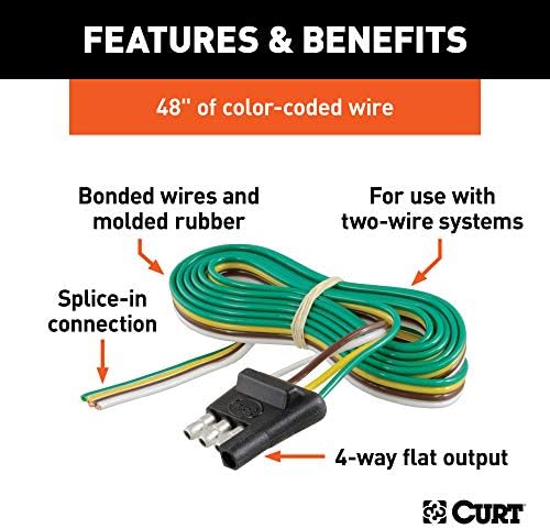 Curt Manufacturing 48-Inch 4-Way Flat Trailer End Wiring Harness (Part No. 58348)