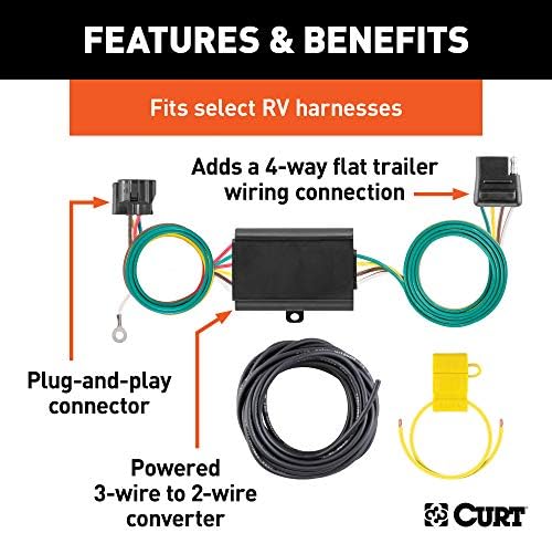 Curt Manufacturing Towed Vehicle RV Harness 4-Way Flat Addon * Reliable Trailer Wiring Adapter
