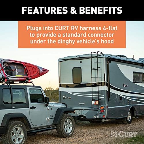 Curt Manufacturing Dinghy Towing Electrical Adapter 4-Way Flat to 7-Way RV Blade (Part 58980)