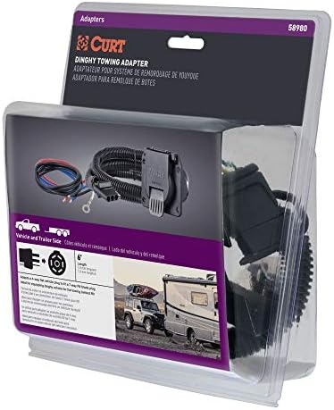 Curt Manufacturing Dinghy Towing Electrical Adapter 4-Way Flat to 7-Way RV Blade (Part 58980)