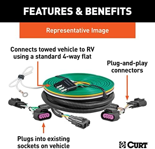 Curt Manufacturing 58992 21 C Bronco LED Taillights with Custom Towed Vehicle RV Wiring Harness