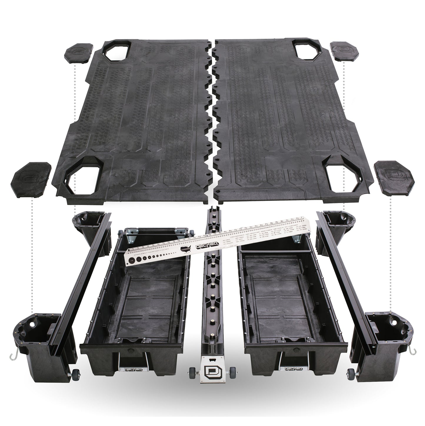 Decked LLC XR5 6 ft Storage System for Ram 1500 and 2500/3500 Trucks with 8 ft Bed - Black