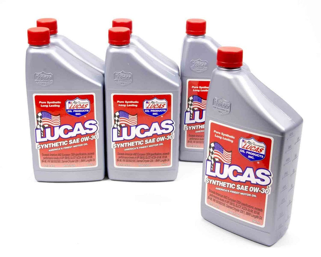Lucas Oil 10179 Synthetic 0W30 Motor Oil - 6 Pack of 1 Quart Bottles