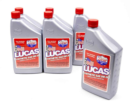 Lucas Oil 10179 Synthetic 0W30 Motor Oil - 6 Pack of 1 Quart Bottles