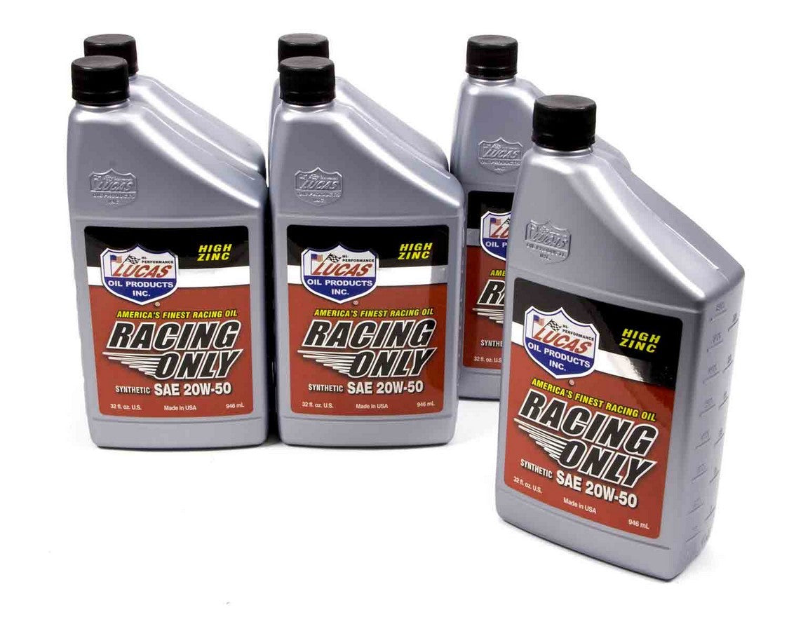 Lucas Oil Synthetic Racing Oil 20W50 - 6 Pack of 1 Qt Bottles - Part 10615