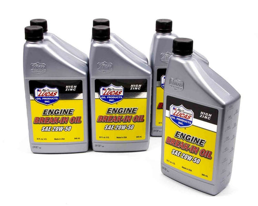 Lucas Oil 10635 20W50 Break-In Oil - High Zinc Motor Oil (6 Pack)