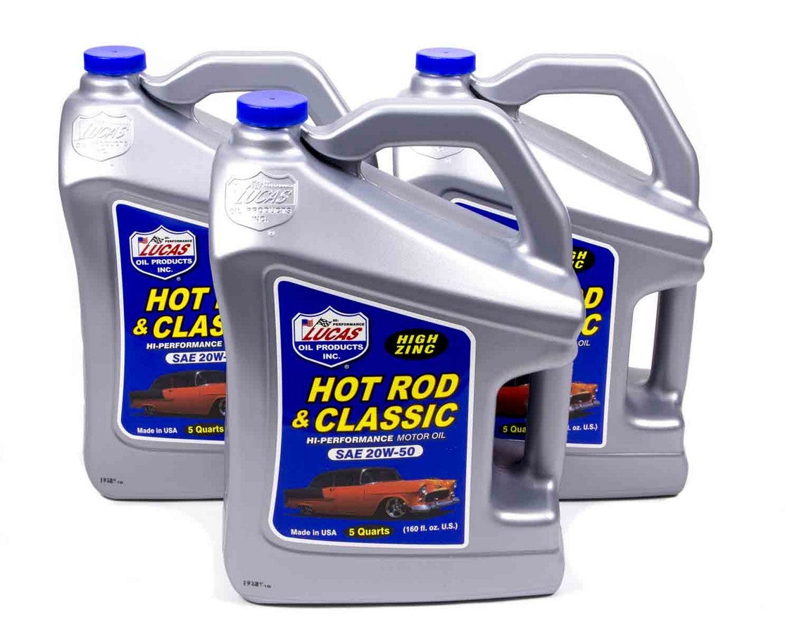 Lucas Oil 10684 20W50 Petroleum Motor Oil - 3x5 Qt Jug Set for Hot Rods & Classic Cars