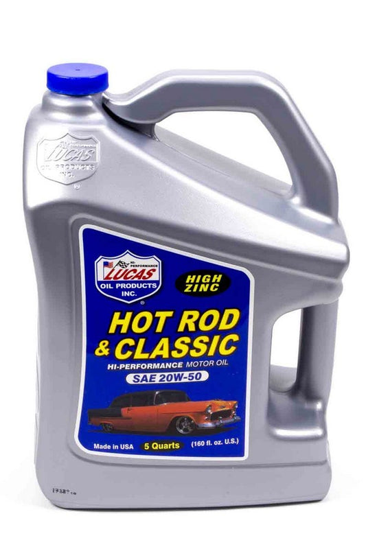 Lucas Oil 20W50 Petroleum Oil 5Qt Jug - High Zinc Motor Oil for Hot Rods and Classic Cars