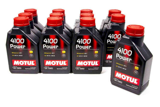 MOTUL USA 4100 Power 15W50 Synthetic Oil Case - 12 x 1 Liter