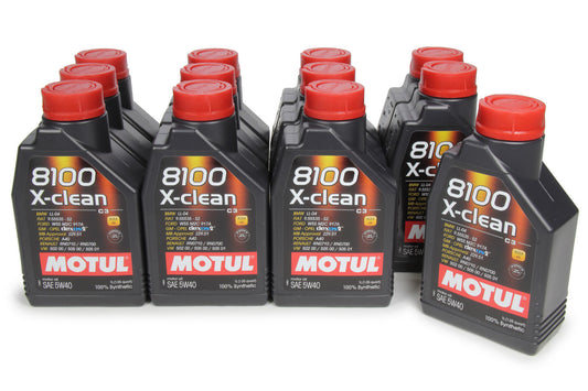 MOTUL 8100 X-Clean 5W40 Synthetic Motor Oil Case (12 x 1 Liter)