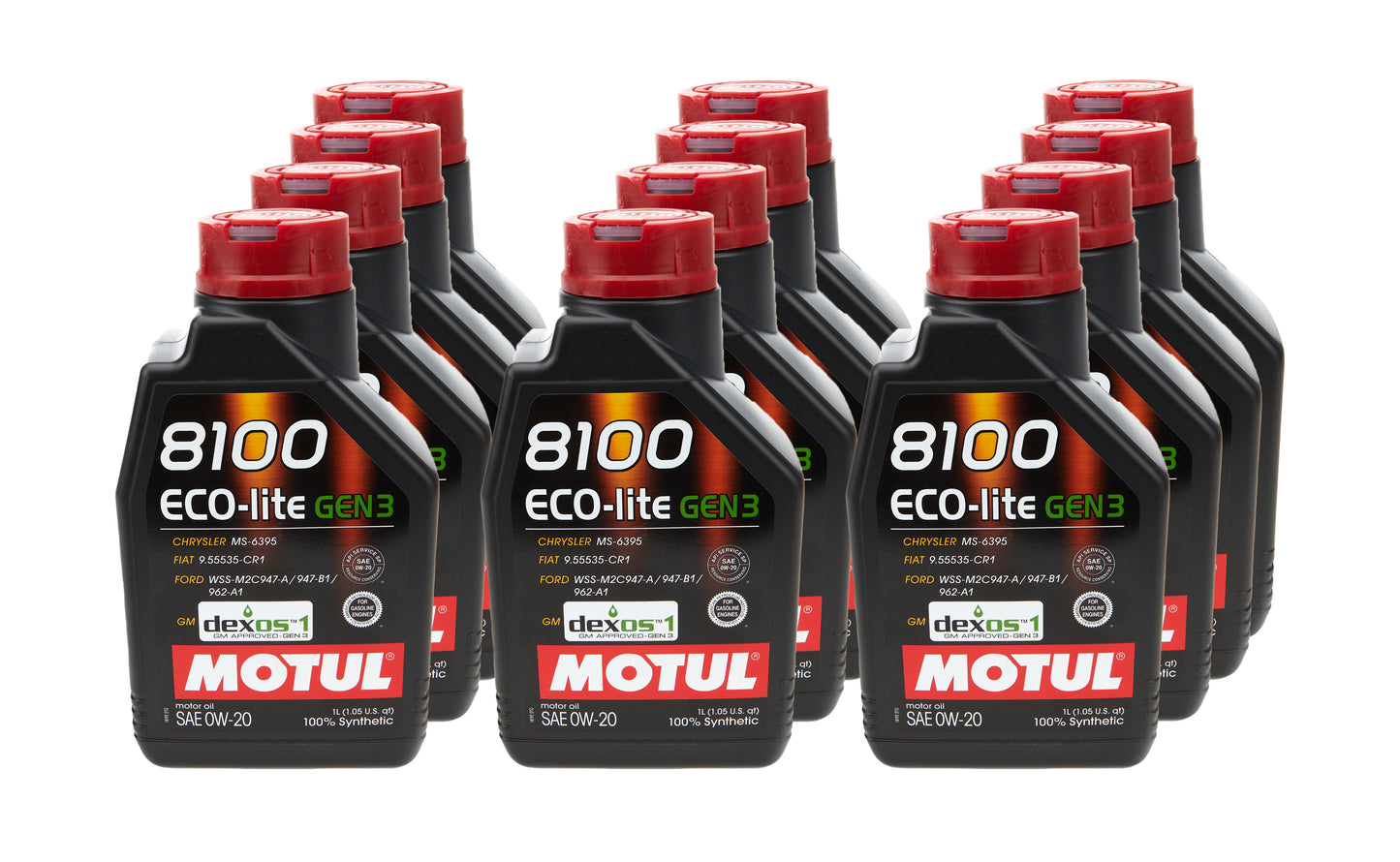 MOTUL USA 8100 Eco-Lite Gen3 0W20 - Synthetic Motor Oil Case of 12 (1L Bottles)