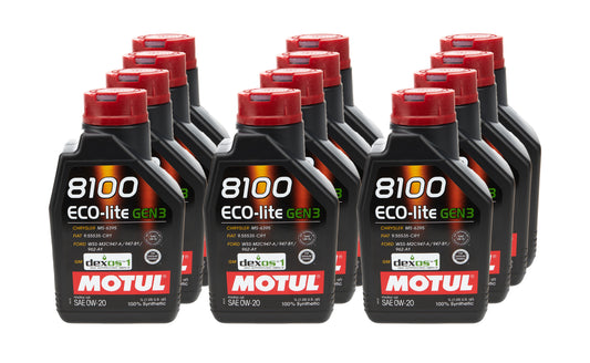 MOTUL USA 8100 Eco-Lite Gen3 0W20 - Synthetic Motor Oil Case of 12 (1L Bottles)