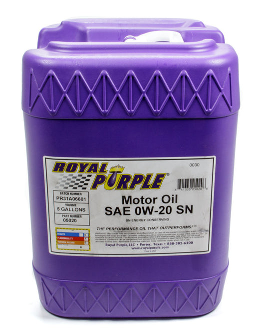 Royal Purple 05020 Multi-Grade Motor Oil 0W20 5 Gallon Pail - Synthetic Engine Oil