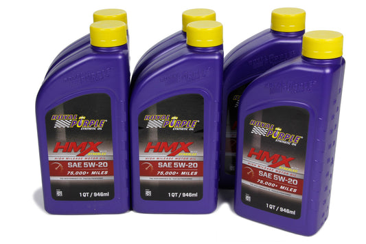 Royal Purple HMX High Mileage 5W20 Synthetic Oil Case - 6 x 1 Quart Bottles