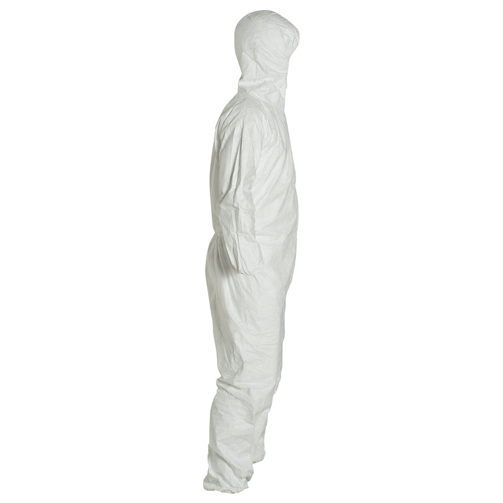 DuPont Tyvek® 400 Coveralls with Hood & Boots – White, 3XL, Serged Seams, Elastic Wrists, Waist & Ankles, Zipper Front with Storm Flap (Model TY122S-3XL) – Pack of 25