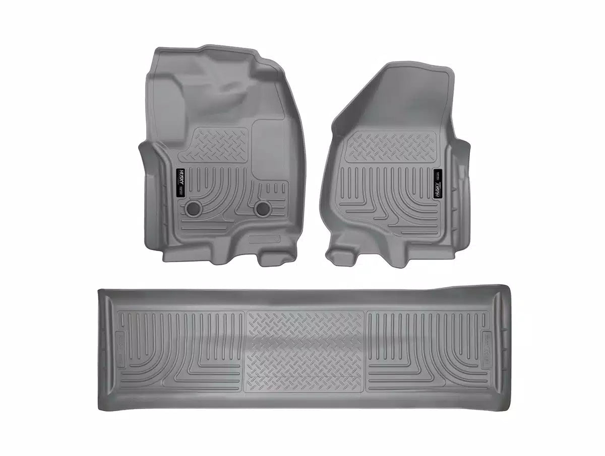 Husky Liner 99712 Front and Second Seat Floor Liners for Ford F250/F350/F450 Super Duty Crew Cab (Without Manual Transfer) in Grey