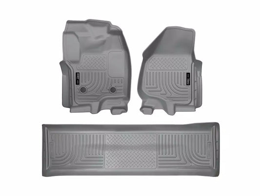 Husky Liner 99712 Front and Second Seat Floor Liners for Ford F250/F350/F450 Super Duty Crew Cab (Without Manual Transfer) in Grey