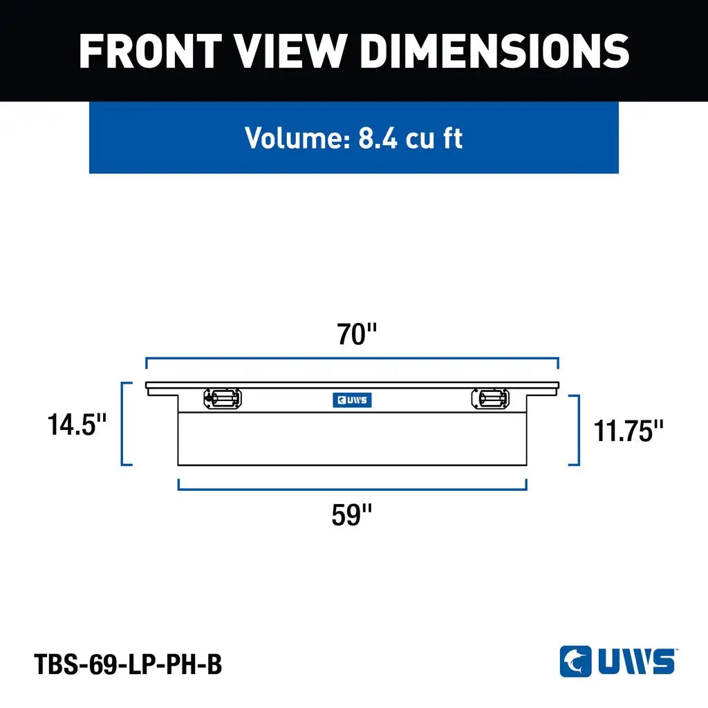 UWS United Welding Services TBS-69-LP-PH-B Gloss Black 69-Inch Low Profile Truck Tool Box Pull Handles