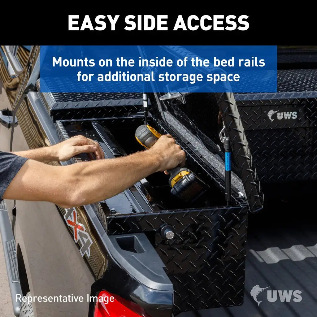 UWS Bright Aluminum 36" Truck Side Tool Box with Space-Saving Legs – RigidCore Lid (#EC30071-MK2)