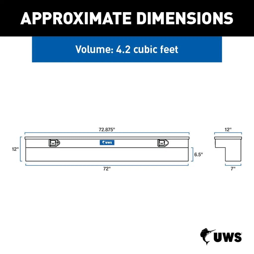 UWS EC30131-MK2 72" Bright Aluminum Truck Side Tool Box w/ Legs