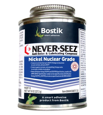 Never-Seez NSBT-8N Silver Pure Nickel Special Anti-Seize Compound, -297 Degree F Lower Temperature Rating to 2400 Degree F Upper Temperature Rating, 8 fl. oz. Brush Top Can