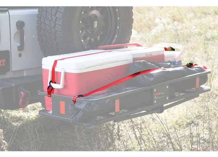 Curt Manufacturing 83001 Ratchet Strap 10 ft x 1 in, 1500/500 lbs, Red with Rubber Coated Hooks (2 Pack)